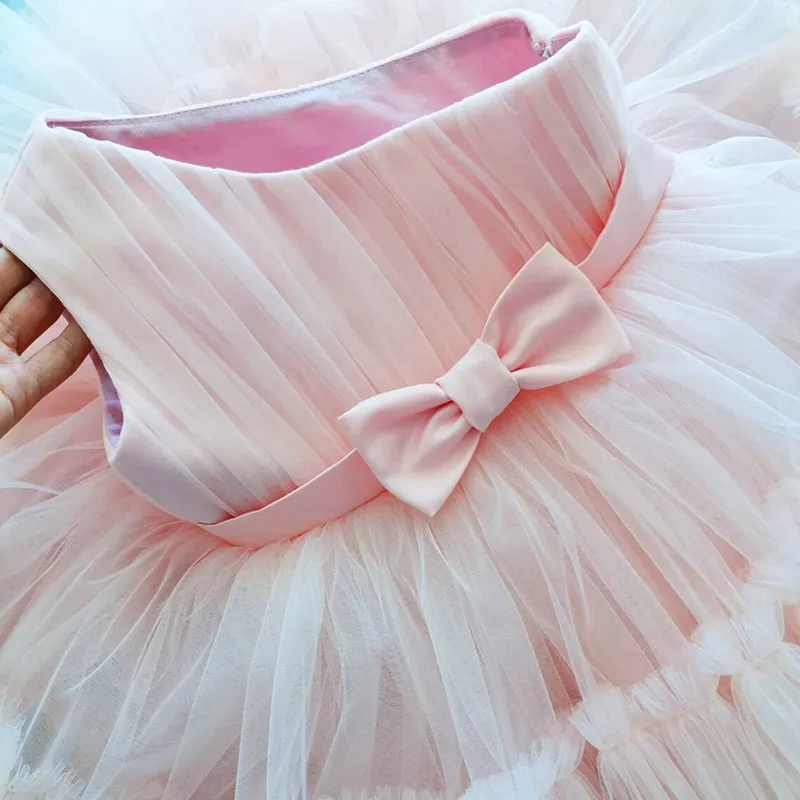 1年のプリンセスドレス2歳の誕生日生まれの幼い誕生日Tutu Christening Gown Toddler Tulle Wedding Baptismふわふわした服220426