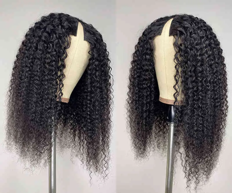 V Parte da peruca Human Hair Máquina completa sem deixar de fora perucas curtas brasileiras para mulheres ondas profundas Jerry sem glú. 220707