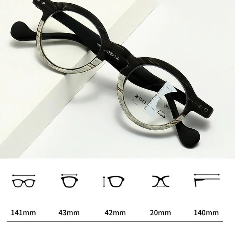 Солнцезащитные очки ретро-древесные зерно Прогрессивные многофокусированные очки для чтения мужчины женщины анти-синий свет далеко и около 1 0 1 5 2 0 до 4 0sungl285i