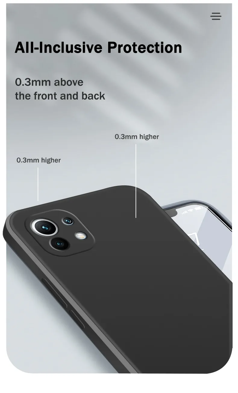 Lüks Sıvı Silikon Telefon Kılıfları Düz ​​ve Ultra-İnce Kenar TPU Xiaomi Mi 11 Lite Için 11 Pro 11