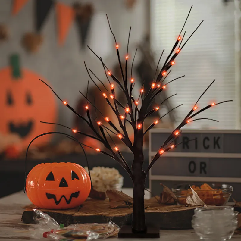 Halloween Decor LED Birch Tree Light Party Hanging Ornaments Decorations for Home Table Kids Gift Christmas Lamp 220817