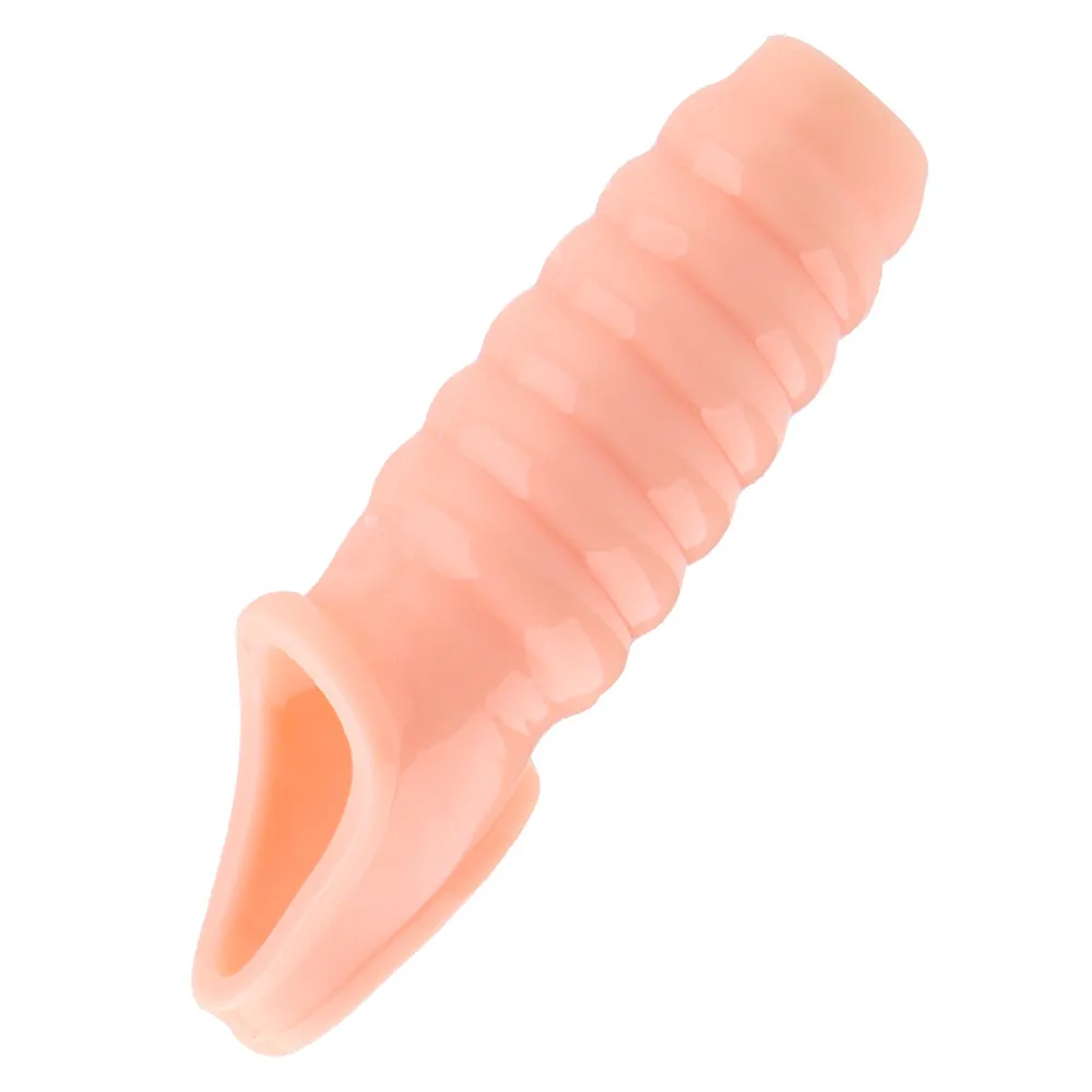 Silicone Riutilizzabile Manica Del Pene Ingranditore Extender Ritardo Eiaculazione Cock Ring Lino Ugello Giocattoli sexy Gli Uomini Prodotti