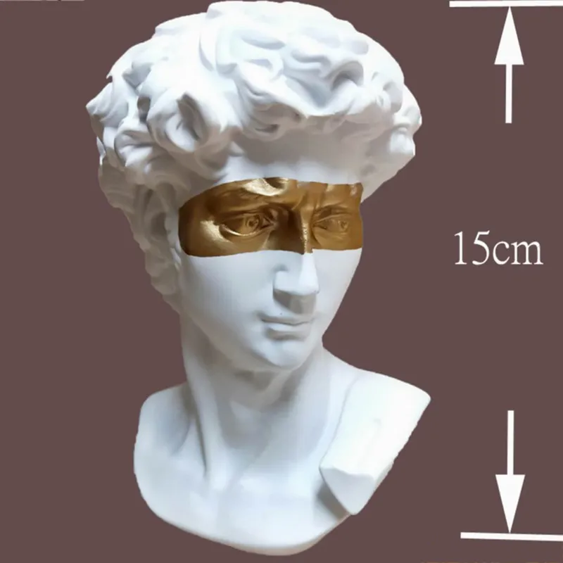 Masked David Home Decoration Head Bust Statue Sculpture Harts Mini Modern Abstract Art Sketch Desktop Present Ornament 220707