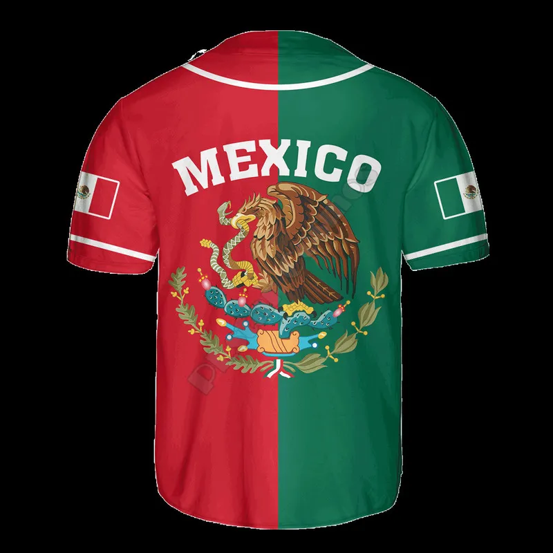 Mexico Half Customize Your Name Baseballtröja 3D-tryckt Herr Casual s hip hop Toppar 220706