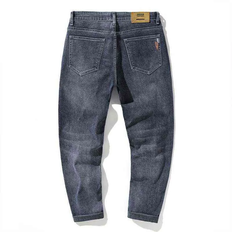 2021 Classic Style Men's Jeans Classic Blue Fashion Casual Stretch Denim Pants Male Brand Clothes G0104