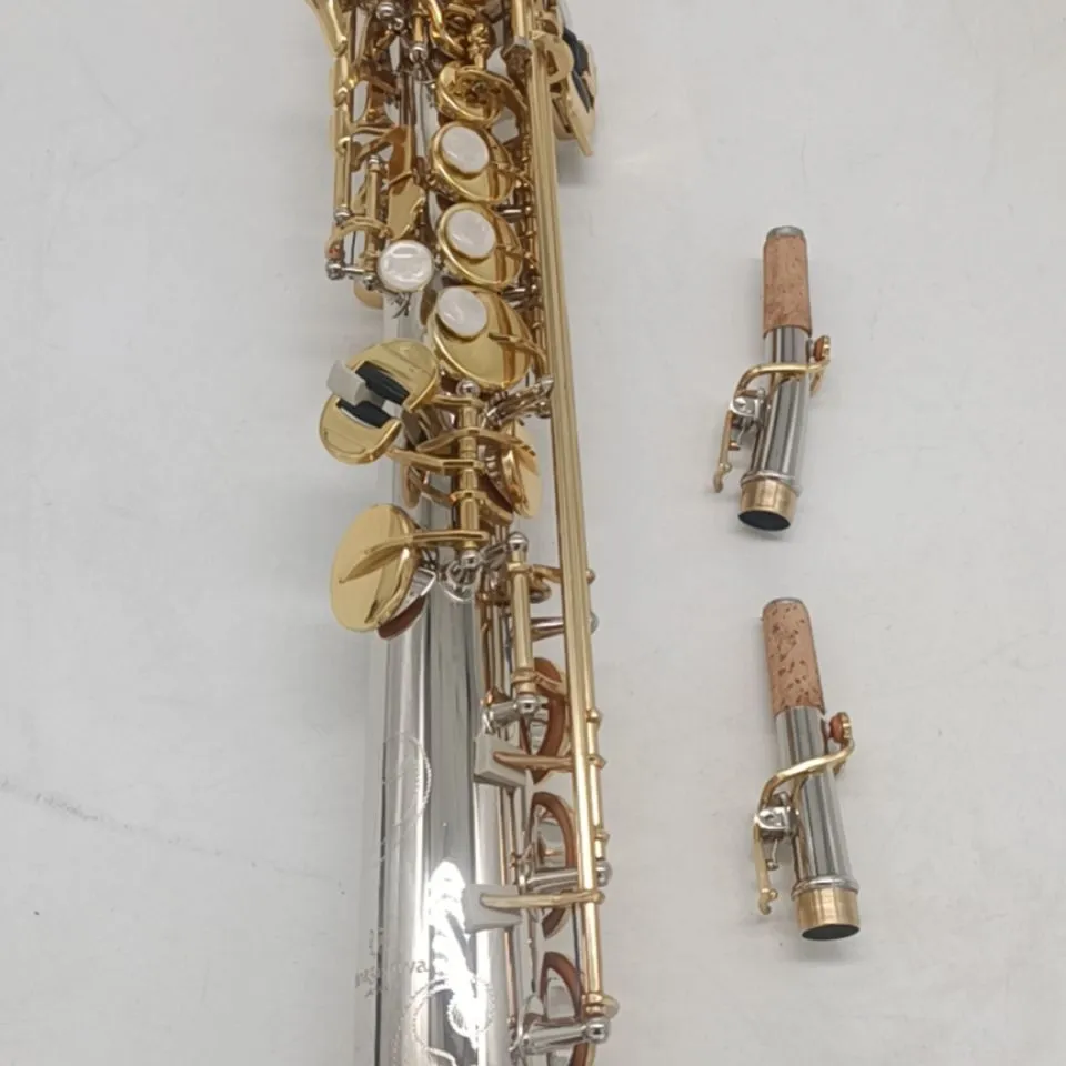 Высококлассная прямая трубка сопрано саксофоновые никелированные латунные модель W037 Ключ из жемчужной оболочки с аксессуарами с аксессуарами
