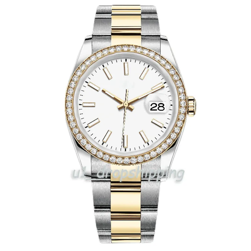 Drop-relógio mecânico automático masculino e feminino relógios moldura de diamante pulseira de aço inoxidável completa wrtstwatch281t