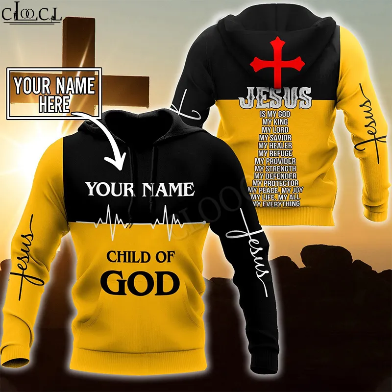 CLOOCL chrétien jésus catholique bricolage personnaliser nom impression 3D hommes sweat à capuche pour femme automne vente décontracté Streetwear pulls sauvages 220706