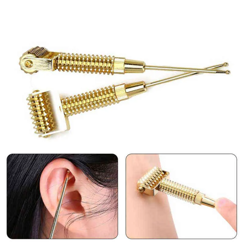 Face Massager Ear Acupoints Probe Acupuncture Points Needle Facial Tightening Slimming Spring Roller Double Chin Removal 220512