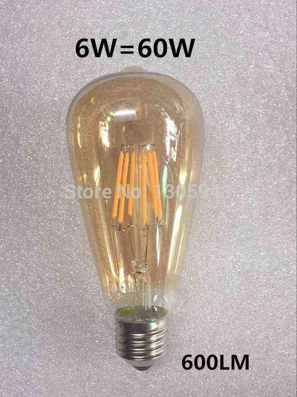 ST64 LED 2W 4W 6W 8W 10W 12W Bulbo de filamento de ouro diminuído E27 B22 Luz 220V 110V Vintage Edison Lamp Retro Gold Glass Aparência H220428