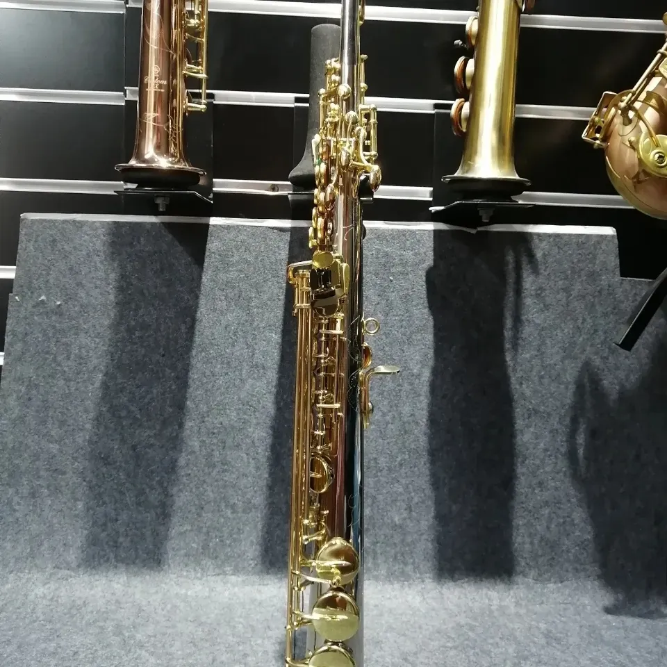 European-made high-end Bb tweeter straight tube saxophone white copper silver-plated B-tune professional sax soprano