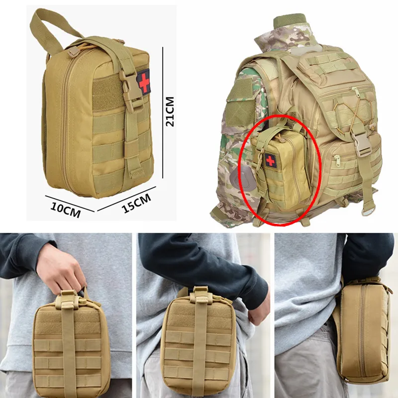 Sacos ao ar livre Molle Tático Kits de primeiros socorros Saco de emergência ao ar livre do exército caça carro Emer 220811