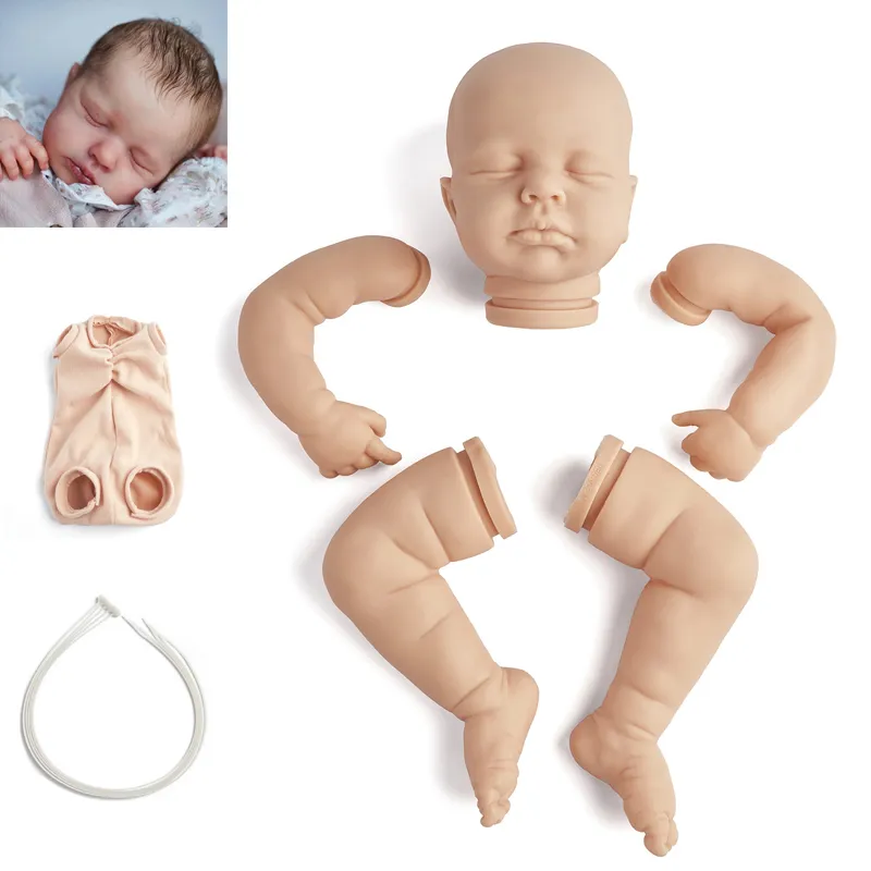 RBG Reborn Baby Vinyl Doll Kit 20 tum Loulou målade osmonterad oavslutad dockdelar DIY Blank Reborn Doll Kit 220707