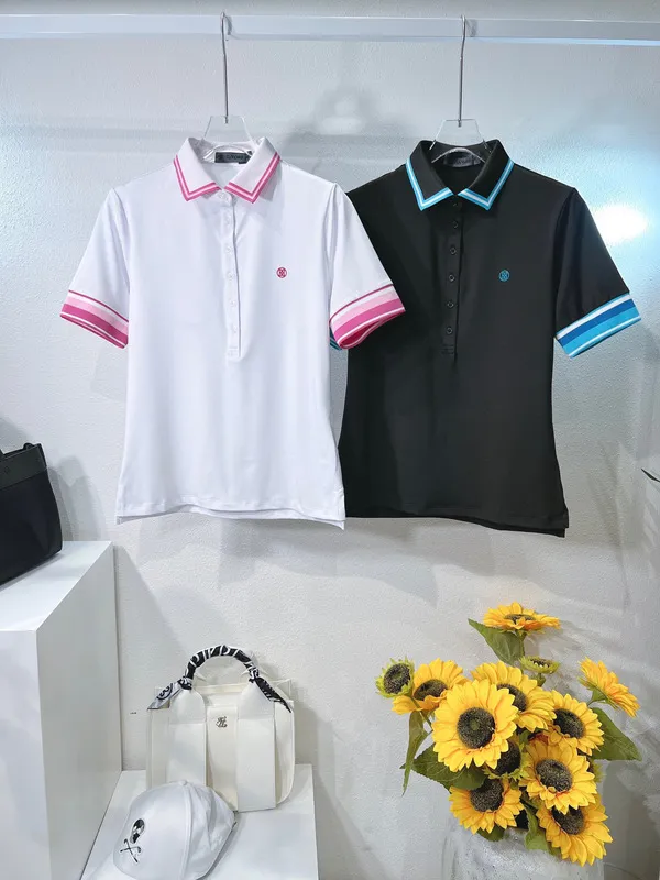 The summer golf women s Short sleeve T shirt custom edition Sports fast drying fabric with color lapel is beautiful 220712