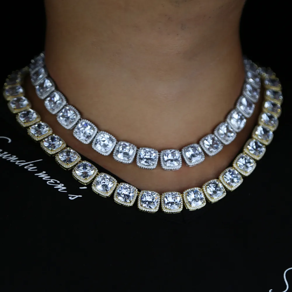 Männer Hip Hop schwere Halskette mit quadratisch CZ Cluster Großgröße Tenniskette Halskette aus Big Stone Charm Fashion Schmuck 261W