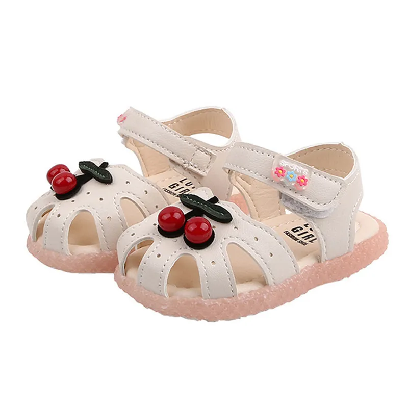 Yaz Bebek Sandalet Kızlar için Kiraz Kapalı Toe Toddler Bebek Çocuklar Prenses Yürüyüşçüler Küçük Ayakkabılar Boyutu 1530 220621