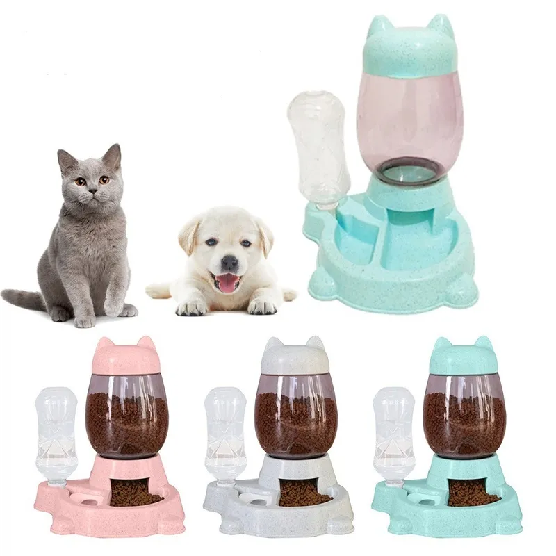 2.2L Pet Dog Cat Gamelle automatique pour chiens Eau potable Bouteille de 528 ml Bols pour chatons Aliments lents Conteneur d'alimentation Fournitures 220323