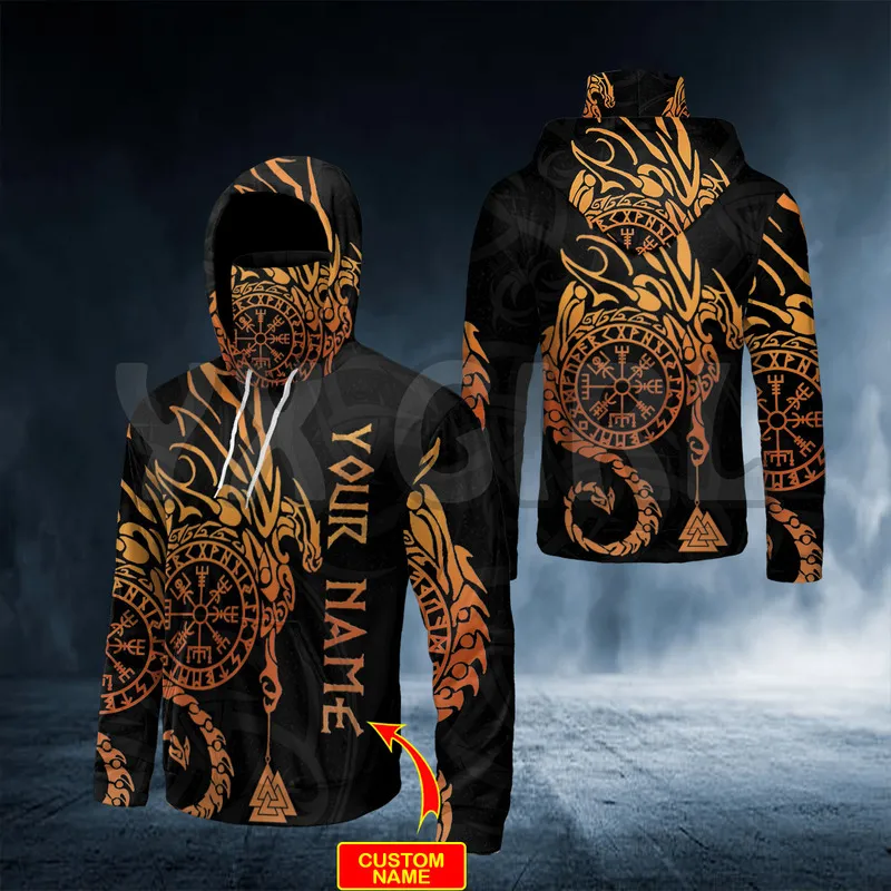 Odin King God Viking Custom Bandana 3D Printed Hoodies Harajuku Fashion Sweatshirt Women Men Casual Pullover Hoodie Mask Warm 220712