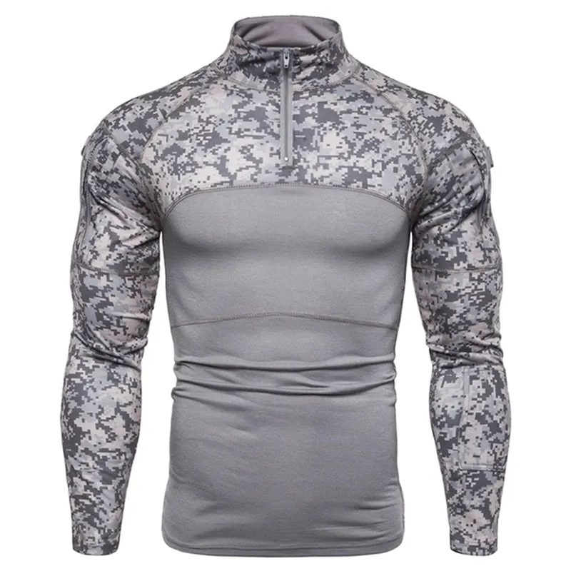 Модные мужчины лучшие тактические камуфляжные спортивные футболки с длинным рукавом мужчины военная боевая рубашка армейская одежда 220712