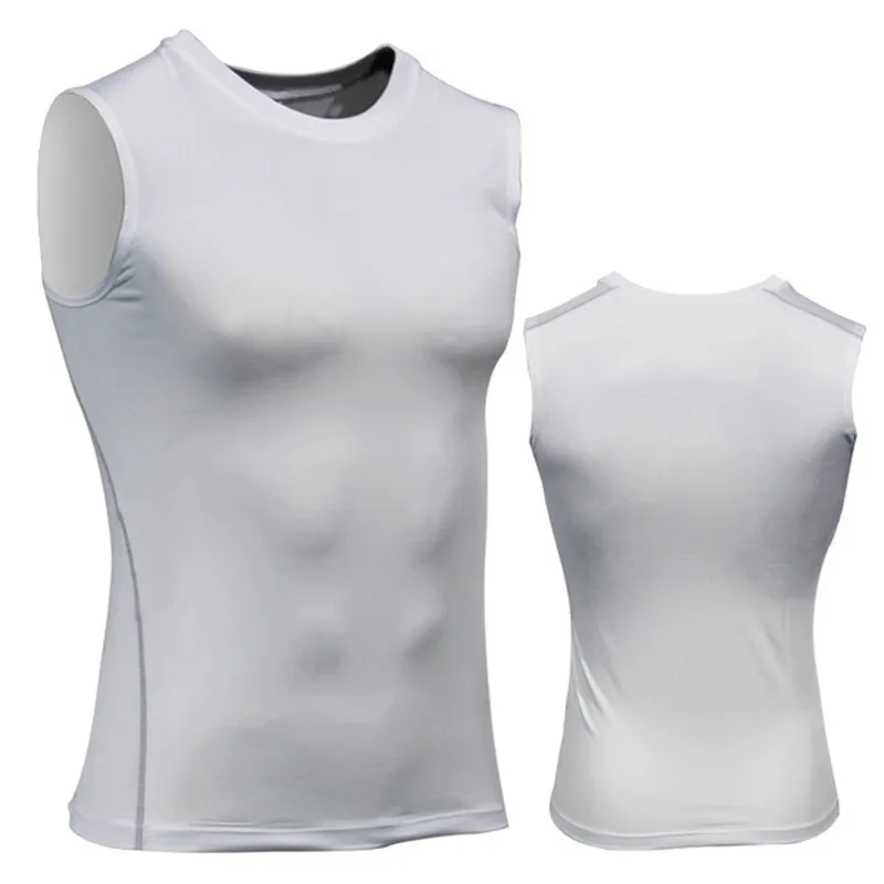 Hommes Compression Séchage Rapide T-shirt Gilet Sans Manches Stretch Gym Sport Débardeurs 220622