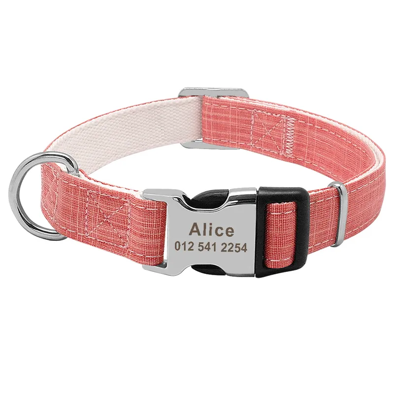 Modisches personalisiertes Hundehalsband aus Nylon mit graviertem Namen, Hundehalsbänder, individuelles Hundehalsband für Welpen, ID-Tag für kleine, mittelgroße und große große Hunde 220610