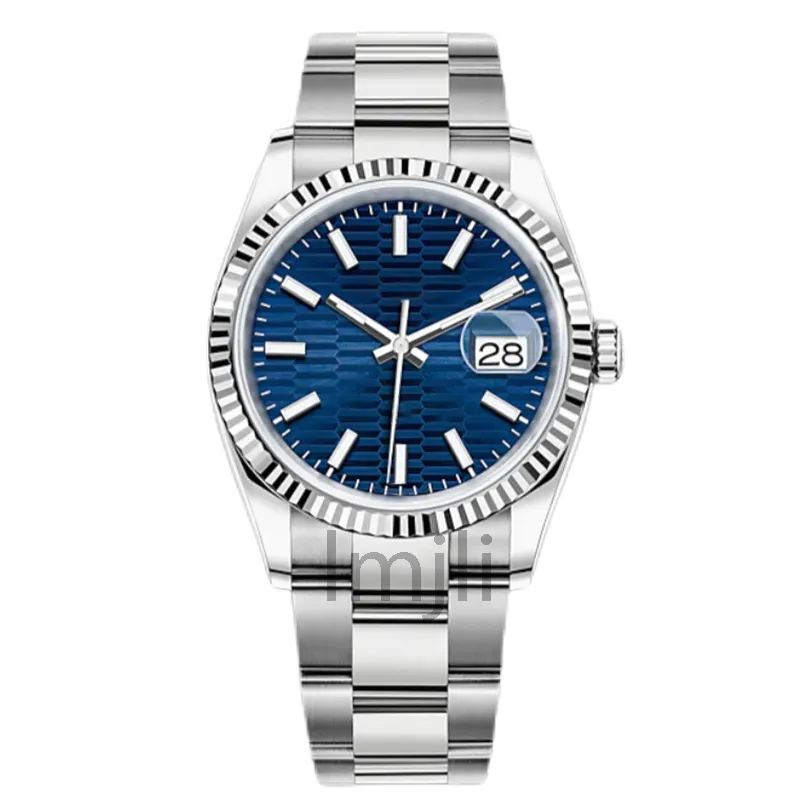 Męskie mechaniczne 36 41 mm niebieskie diamentowe tarcze zegarek pełny pasek ze stali nierdzewnej