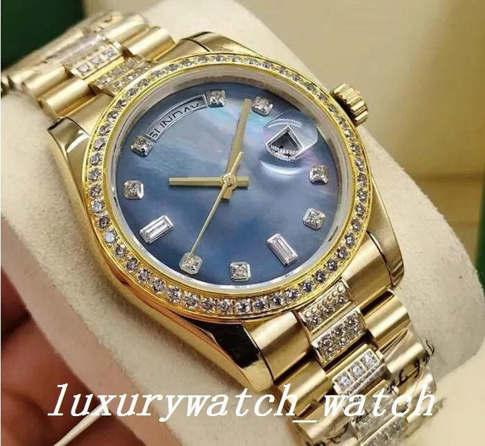 Orologi di lusso di qualità uomini 18k oro dsteel Diamond Bracciale 36m Orologio meccanico automatico Domande Diamond Diamble Olatch Fash286R