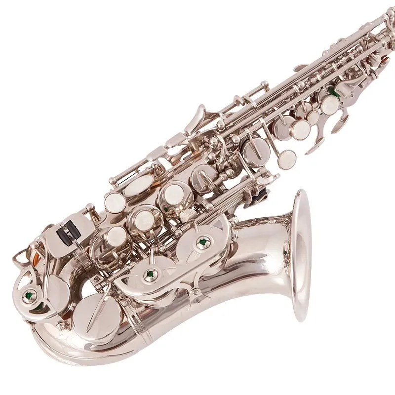 High-quality B-bend curved soprano saxophone European craft high-grade all-silver tube body sax soprano musical instrument