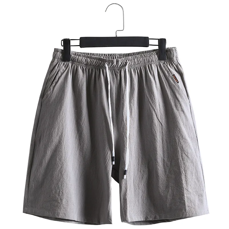 M 5XL Plus Size Herren Shorts elastische Taille mit Kordelzug Sportbekleidung einfarbige Baumwolle Leinen lässige kurze Hosen Sommerkleidung 220722