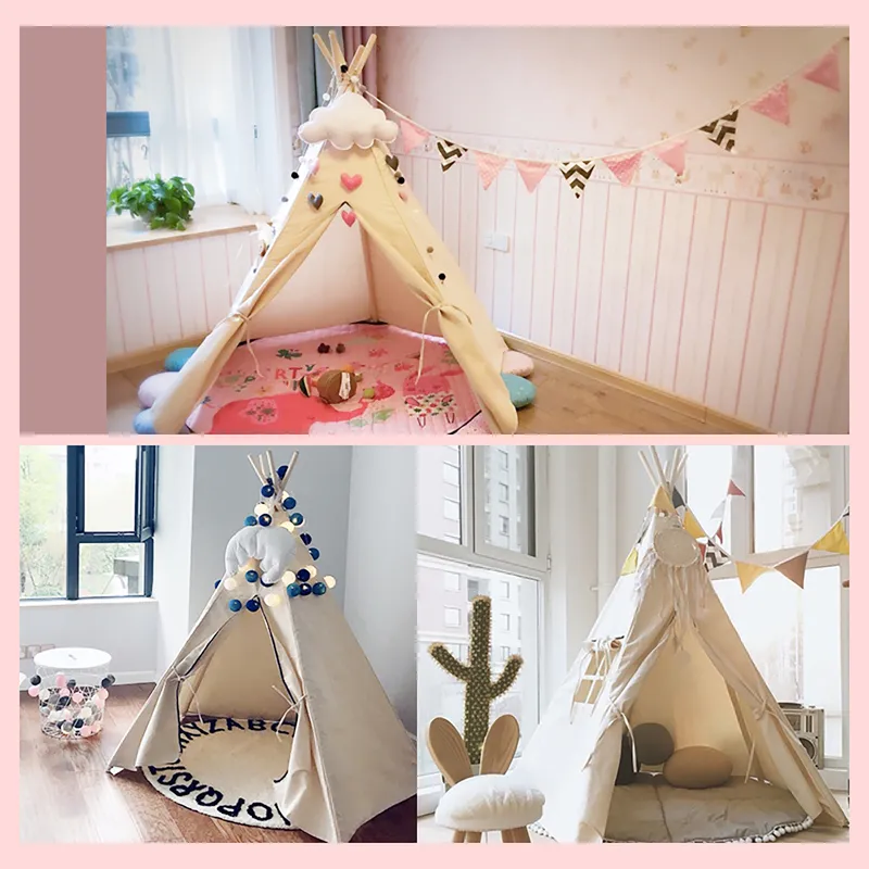 Tienda de campaña para niños, tienda Tipi para niños, casa Tipi Infantil portátil para niños, cabaña, tiendas de campaña para niños, decoración, alfombra, luces LED 220713