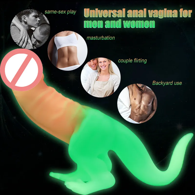 Nocne Luminous Dinosaur Dildo Realistic Butt Pid Seksowne zabawki dla kobiet/mężczyzn masturbatorów seksowne pochwę anal fałszywy penis buttplug