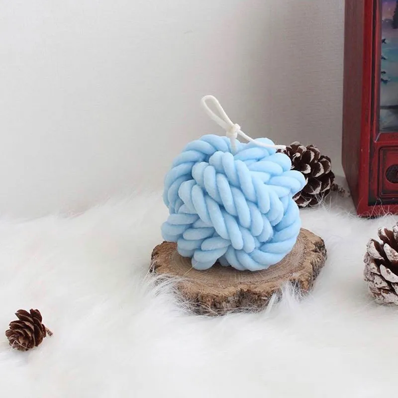 3D Silikon Woolen Candle Molds Korean Mold Ball Design Handgjorda Soja S Making Aroma Wax Soap 220721