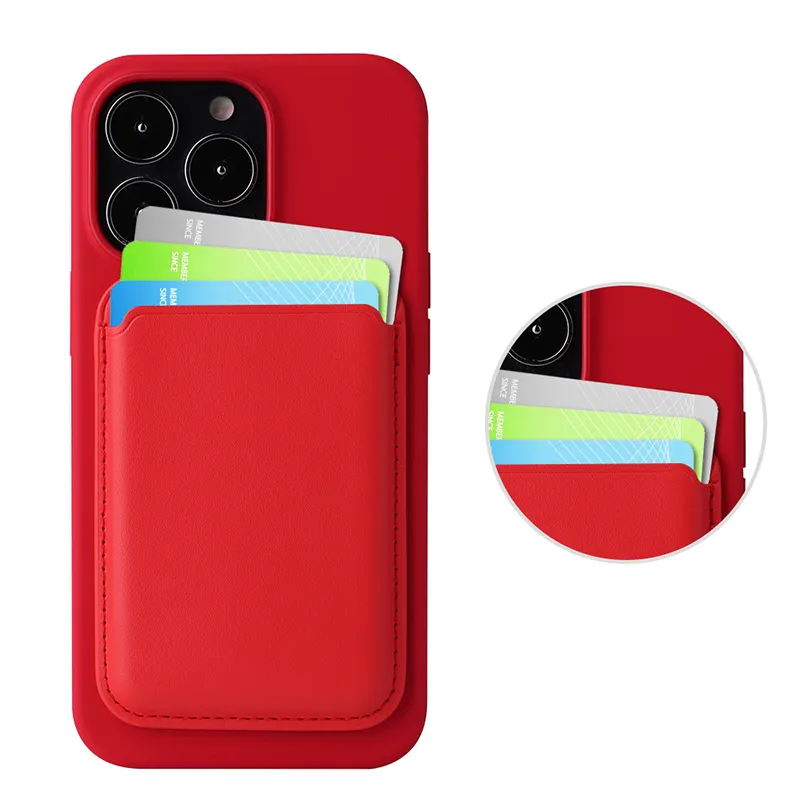 مع علبة حامل البطاقة الجلدية المغناطيسية لـ iPhone 12 13 Pro Max MacSafe Wallet ID Slots Slots Slots Bag Back Cover5310109
