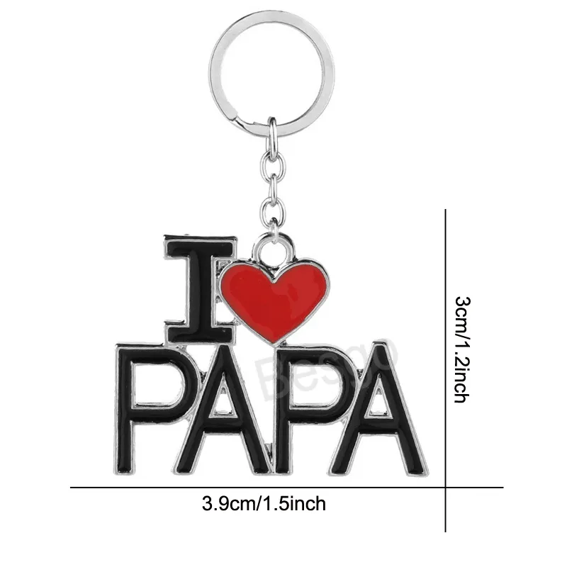 Engelsk brev nyckelring jag älskar pappa mamma Keyring Family Keychains hänge fäder Mors dag Gift Metal Papa Mama Key Chain BH6785 TYJ