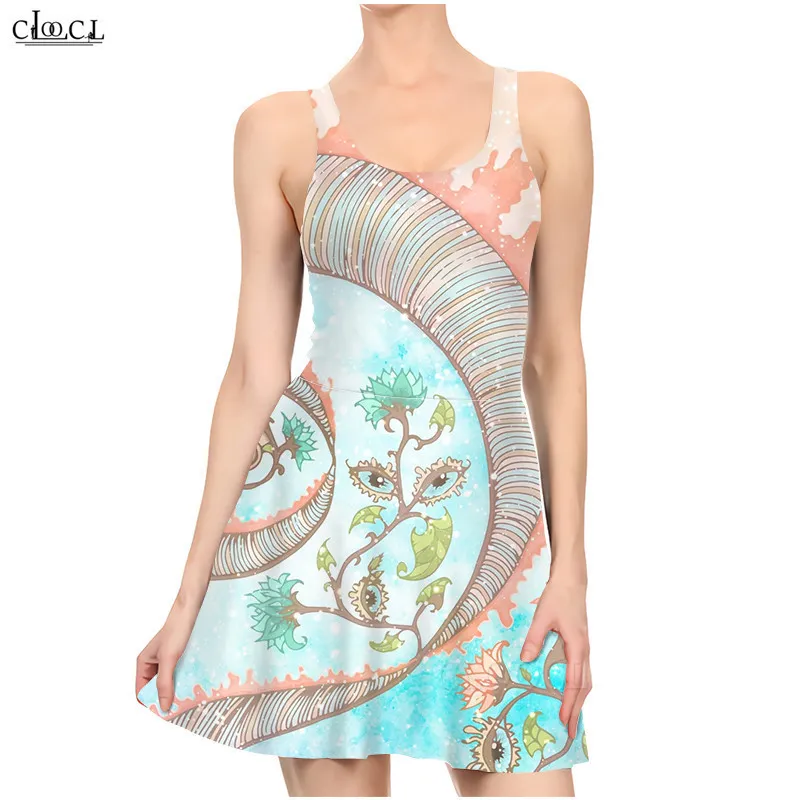 Пейсли Национальное платье для цветов 3D Принт моды Женский платье без рукавов. Сексуальная сексуальная стройная летняя пляжная одежда 220617