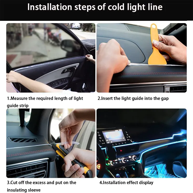 Lampe Led décorative pour intérieur de voiture, 1M/3M/5M, câblage EL, bande néon pour bricolage automobile, lumière ambiante Flexible, Diode d'ambiance de fête USB, nouveau