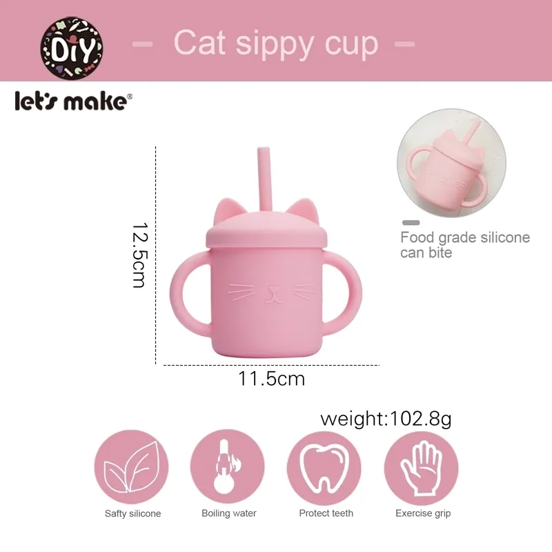 Faisons tasses d'alimentation pour bébé chat de dessin animé mignon tasses d'apprentissage pour bébé de qualité alimentaire pour les enfants en bas âge avec tasse en Silicone 220715
