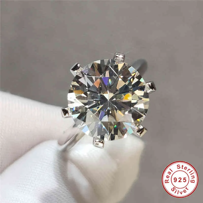 Geoki パーフェクト カット ダイヤモンド テストに合格 5 ct D カラー VVS1 モアッサナイト リング 925 スターリングシルバー婚約指輪高級ジュエリー