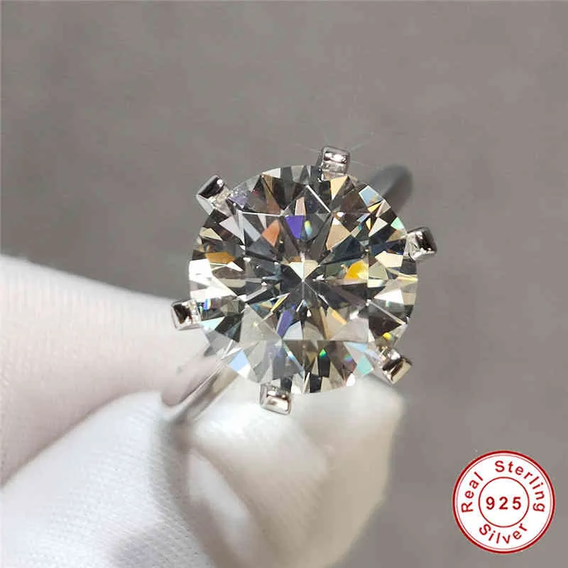 Geoki Perfect Cut Diamanttest bestanden 5 ct D Farbe VVS1 Moissanit Ring 925 Sterling Silber Verlobungsringe Luxusschmuck