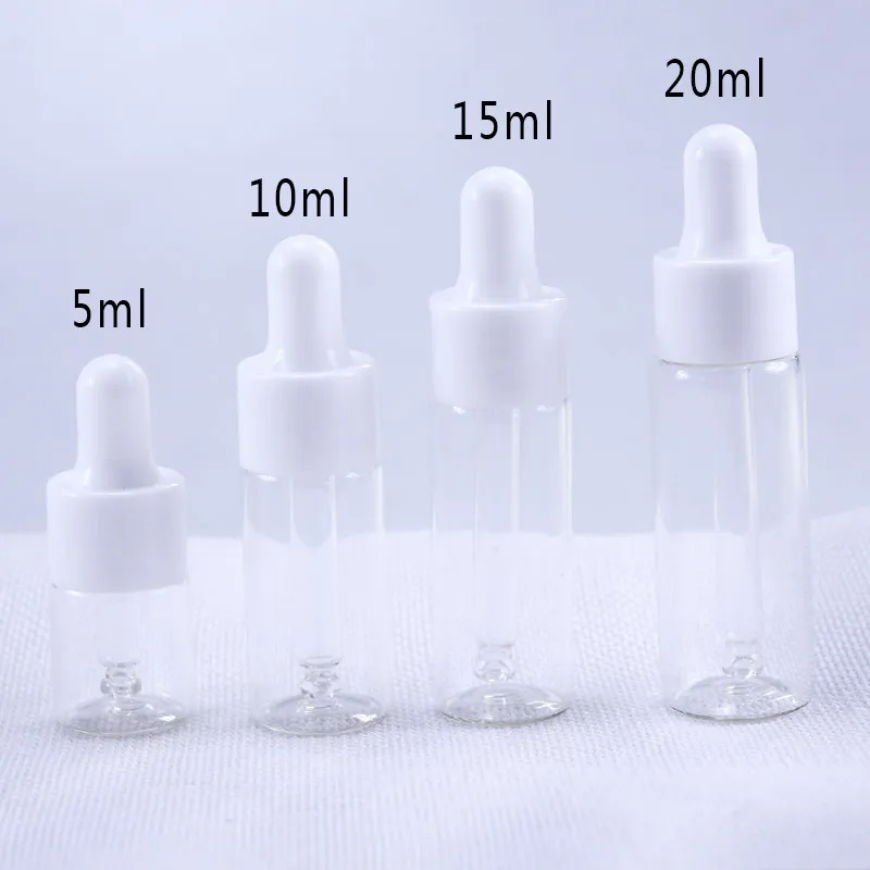 5 ml 10 ml 15 ml 20 ml flacon compte-gouttes en verre transparent bocaux flacons avec Pipette pour bouteilles d'huile essentielle de parfum cosmétique
