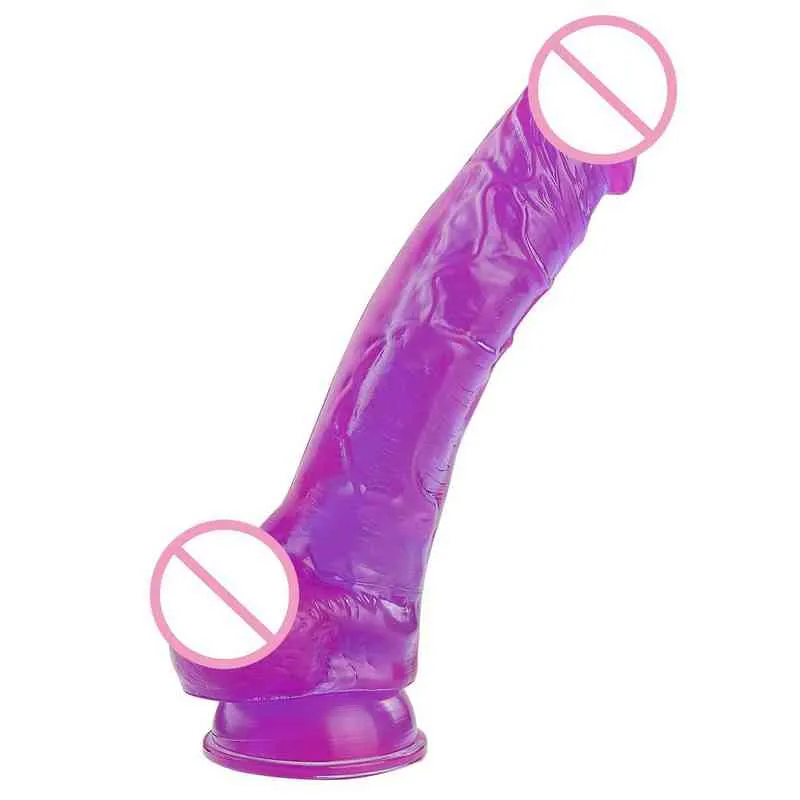 Nxy Dildos Purple Crystal Large Penis Sucker Stud Female Masturbation Inverted Model Lala Fun Toy 0316