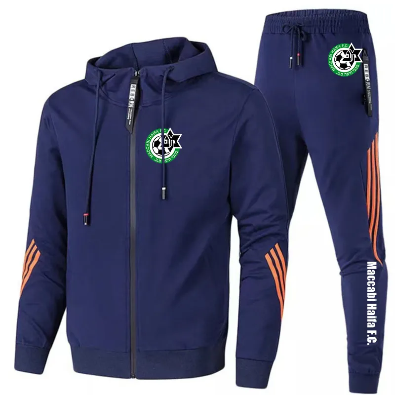 Uomini S Maccabi Haifa Sieti pantaloni con cappuccio pantaloni da 2 pezzi set harajuku Sport Suit Felpe brani casuali da binnastica da jogging sportivo 220708