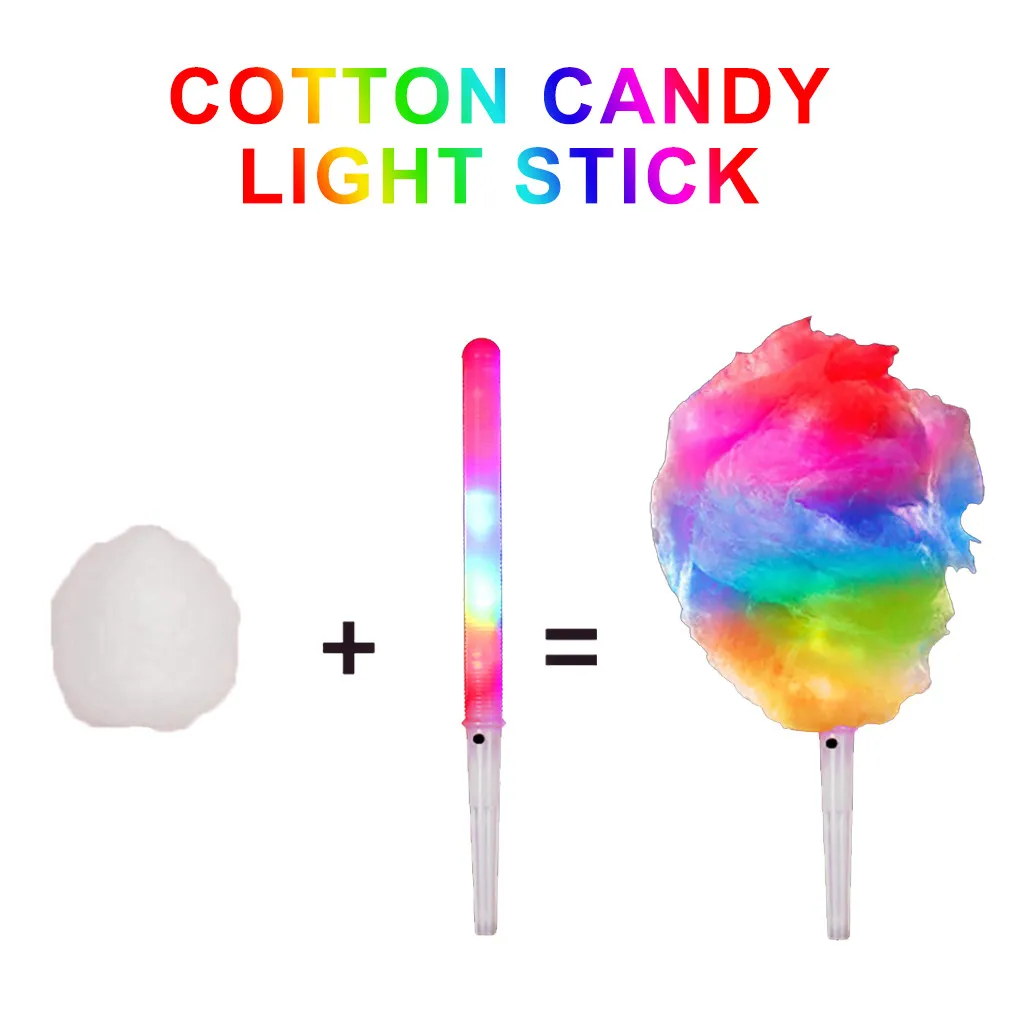 Lätt sockervadd i livsmedelsklass för engångsbruk Färgglada glödande lysande marshmallowpinnar Blinkande nyckel Julfest sxaug12