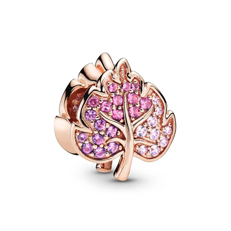 Novo Popular 925 Sterling Silver Maple Fluste Fluste Butterfly Charm Pingente Diy Contas para Pandora Bracelet colar Acessórios para jóias femininas