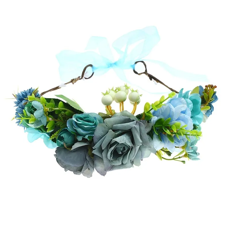 Donne Bohemian Rose Flower Crowns Gioielli da sposa Fasce capelli Diademi Spiaggia Ghirlande floreali Ghirlande nuziali Nuova fascia fiori