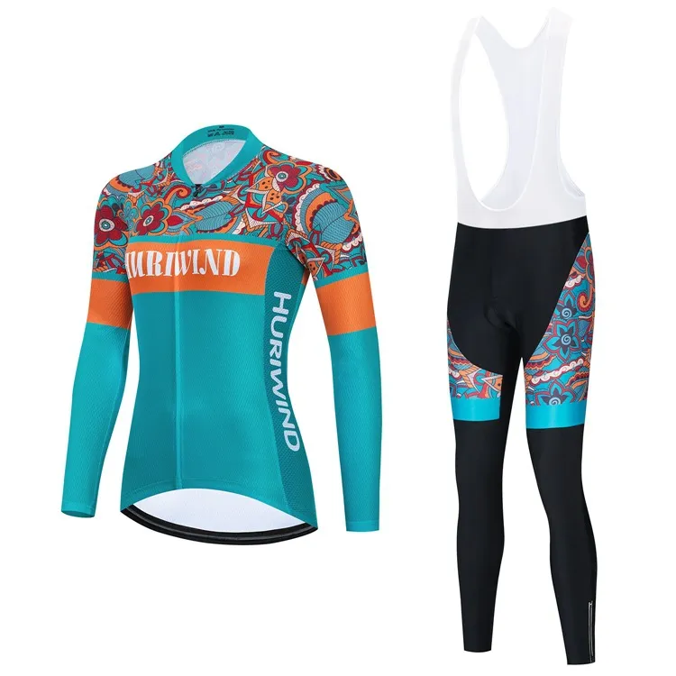 2023 Pro Women Winter Cycling Jersey مجموعة طويلة الأكمام الجبلية للدراجة لركوب الملابس تنفس MTB للدراجة ملابس ارتداء بدلة B17225V