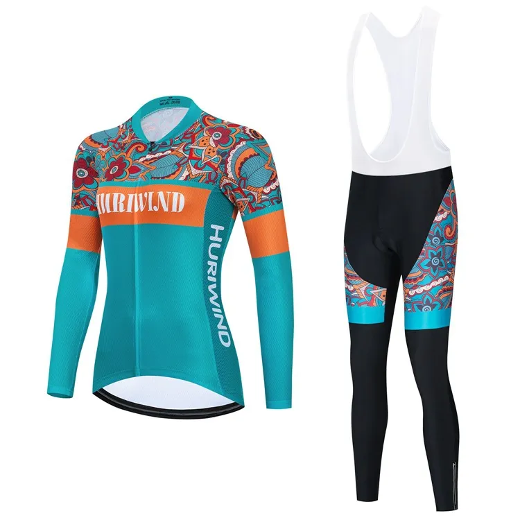 2023 Pro Women Winter Cycling Jersey Set Long Sleeve Mountain Bike Cycling Clothing Breathable MTB Bicycle Clothes Wear Suit B17184F