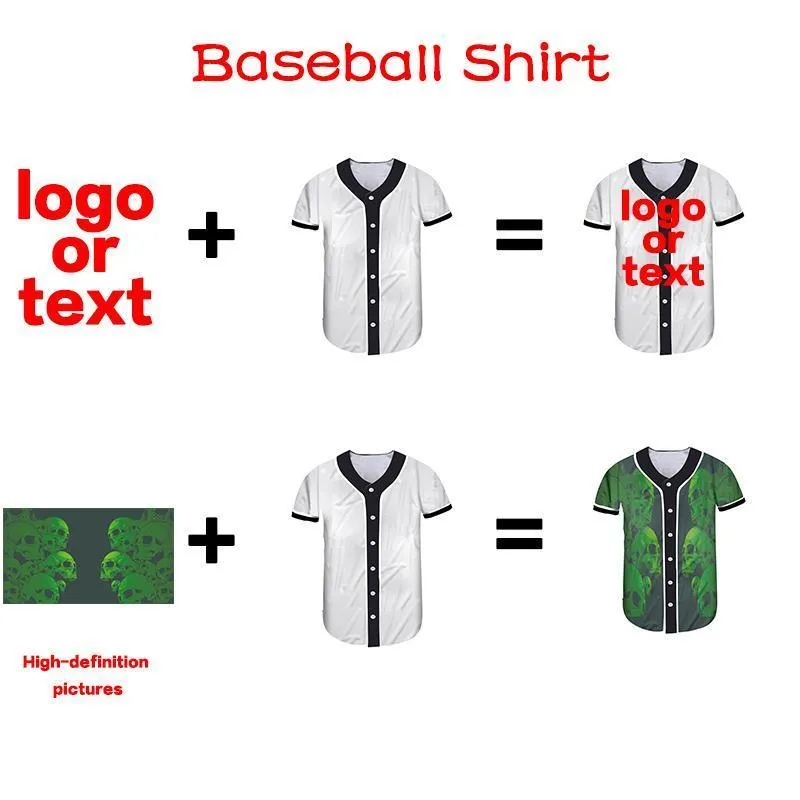 UJWI Online Shopping Casual Sommer Männer Baseball Shirt 3d Custom Voll Druck Übergroßen Sport Hawaian 220616