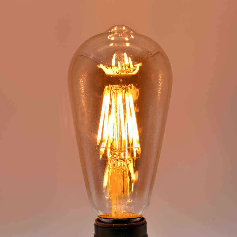 E27 220V Lampa retro LAMP 4W 6W 8W Edison Light ST64 Vintage Dekoracja Bombillas LED AMPOULEM INCADESSESS BARB H220428