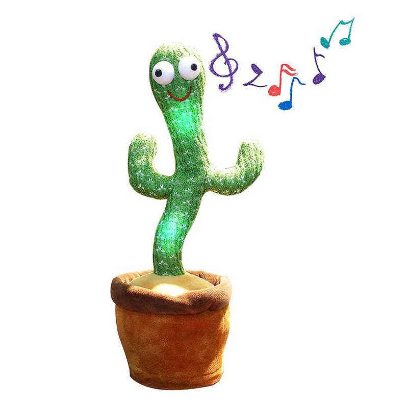 PLUSH CACTUS PLUSHIE CARTO KAWAII PLANTAS MOLAS DANÇÃO CANTANDO Músicas em inglês Swing Resposta Leitura Lighting Baby Educational Toys J220704